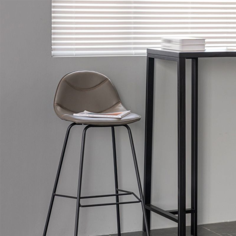 Scandinavian Style Metal Barstool Faux Leather Counter Stool with 4 Legs