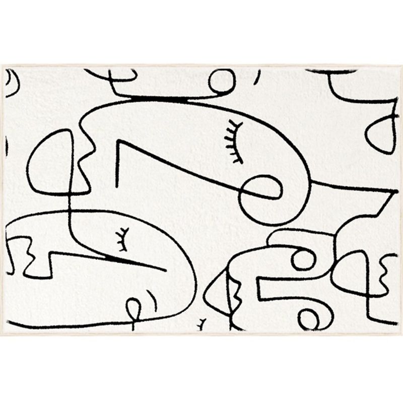 Modern Abstract Print Area Tapijt Wit Polyester Area Tapijt Non-slip achterste Tapijt voor thuisdecoratie