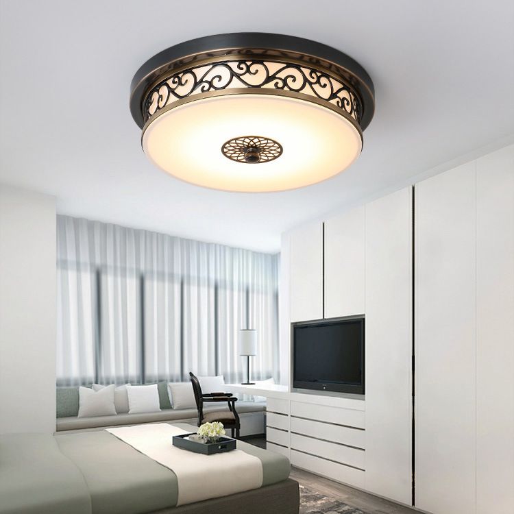 Traditionele stijl glazen inbouw plafondlamp ronde vorm inbouwverlichting voor slaapkamer