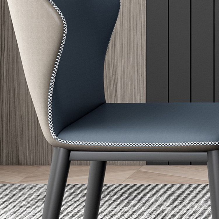Silla de comedor sin brazos Wingback de diseño industrial Sillas de comedor de piel sintética