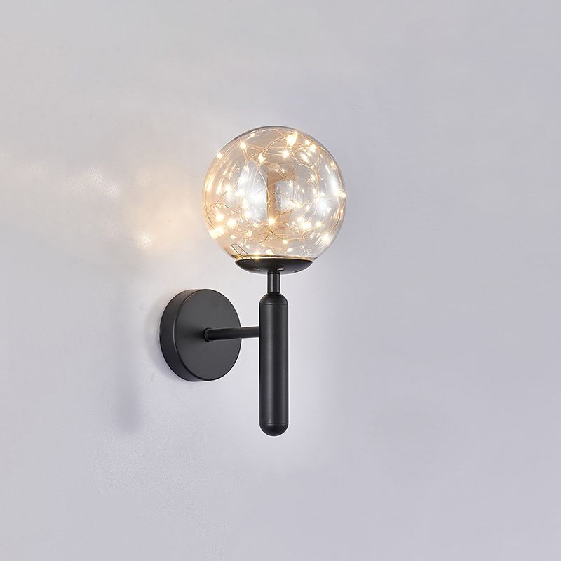 Postmodern Wall Sconce Ball LED Starry Wall Lighting with Glass Shade for Bedroom
