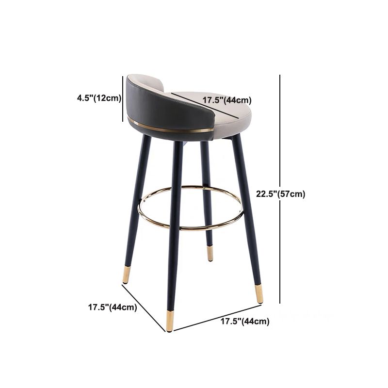 Modern Low Back Counter Stool Faux Leather Armless Bar Chair