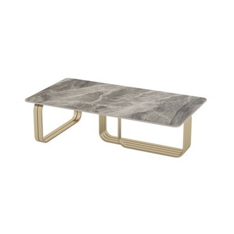 Glam Rectangle Cocktail Table Single Stone Top Coffee Cocktail Table