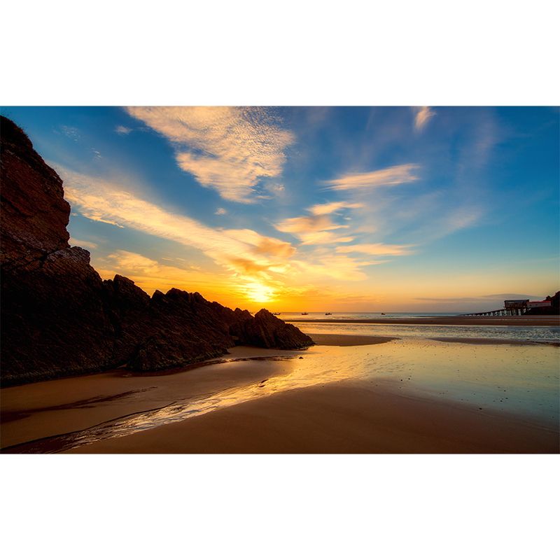 Customized Beautiful Seascape Mural Mildew Resistant Wallpaper for Dining Room