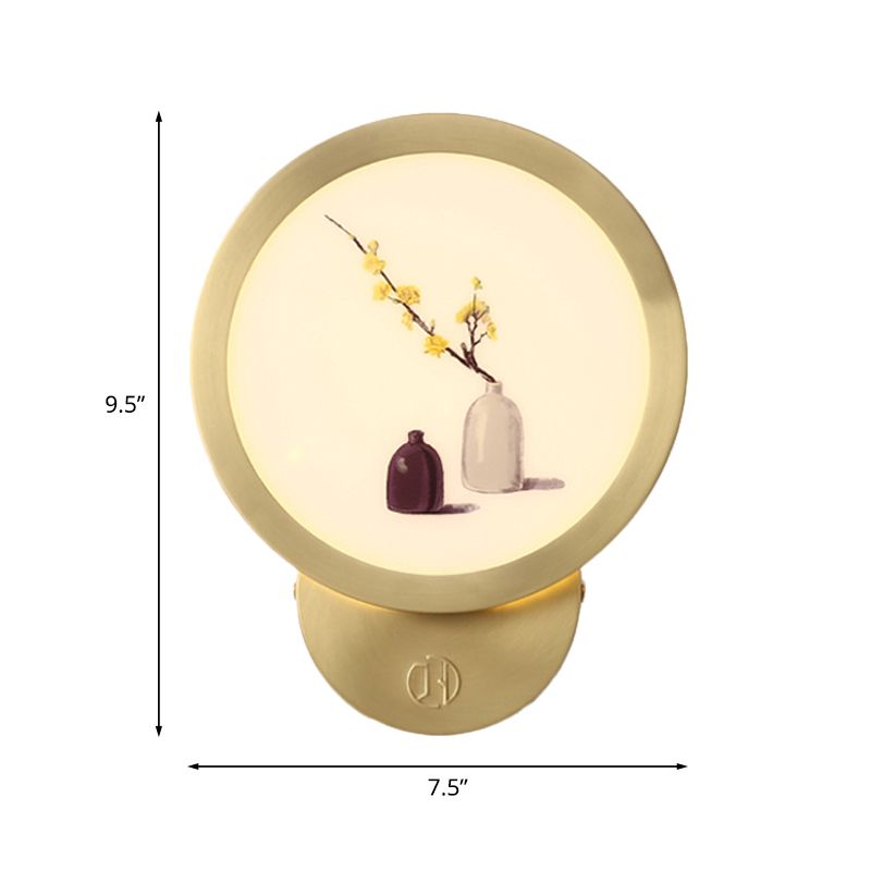 Flower Pot Bedside Wall Mount Mural Lamp Acrylic Minimalist LED Wall Lighting Fixture in Gold