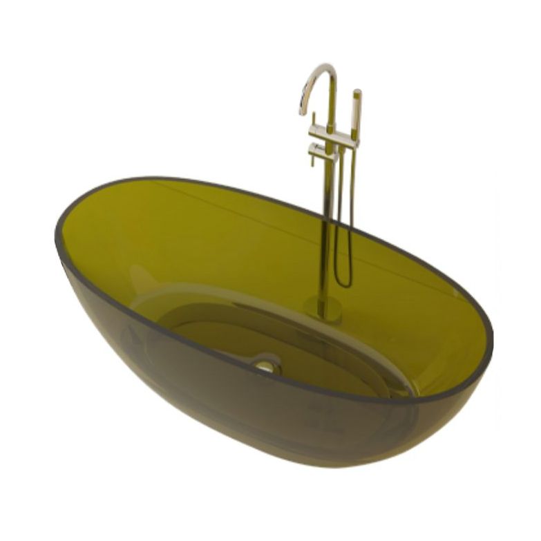 Flat Bottom Oval Soaking Bathtub Antique Finish Modern Bath Tub