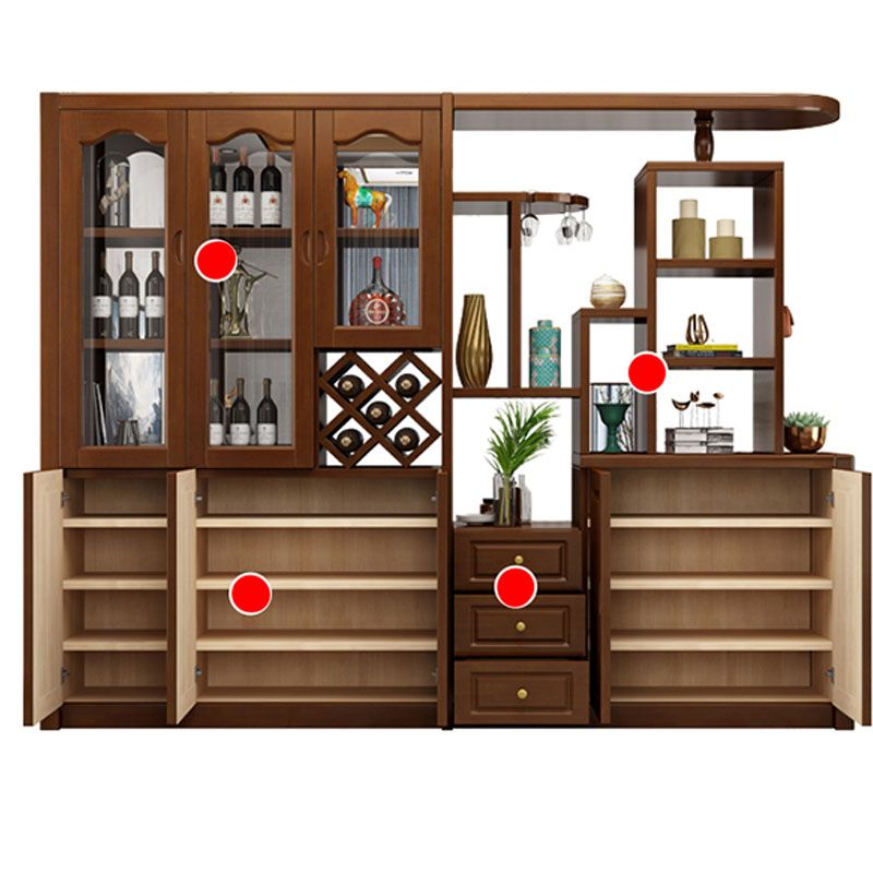 Solid Wood Shelves Included Modern Accent Cabinet for Living Room