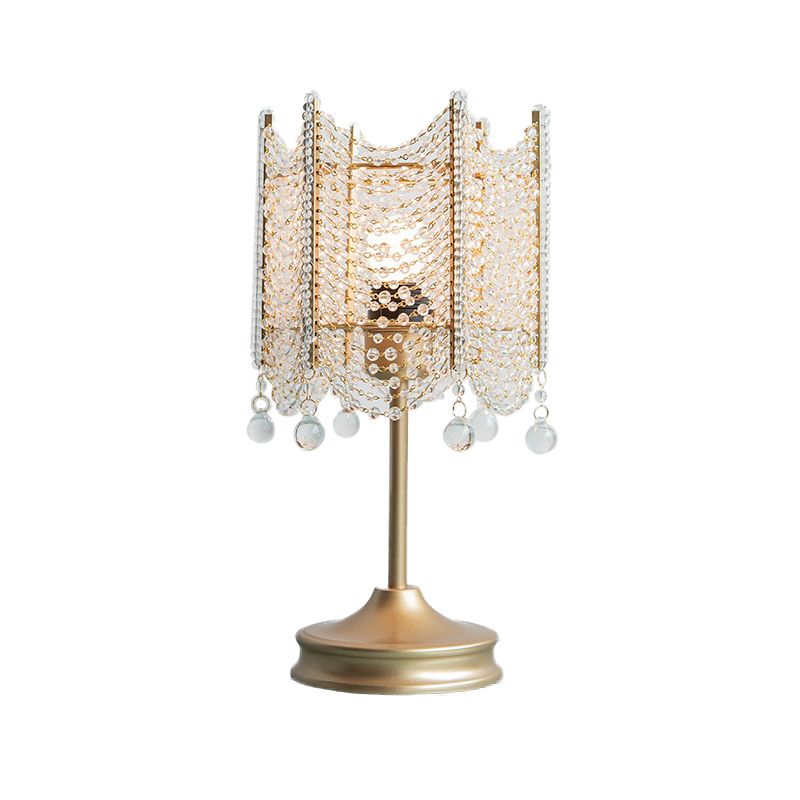 Lampada da tavolo con perline Lampada da scrivania modernista in cristallo smussato con 1 lampadina in oro/argento, larghezza 5,5"/7"