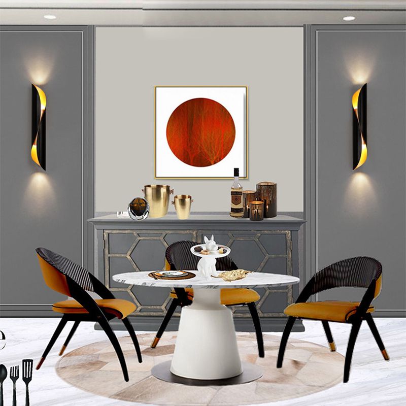 Modern Style Wave Shape Wall Sconce Metal 2 Lights Sconces for Bedroom