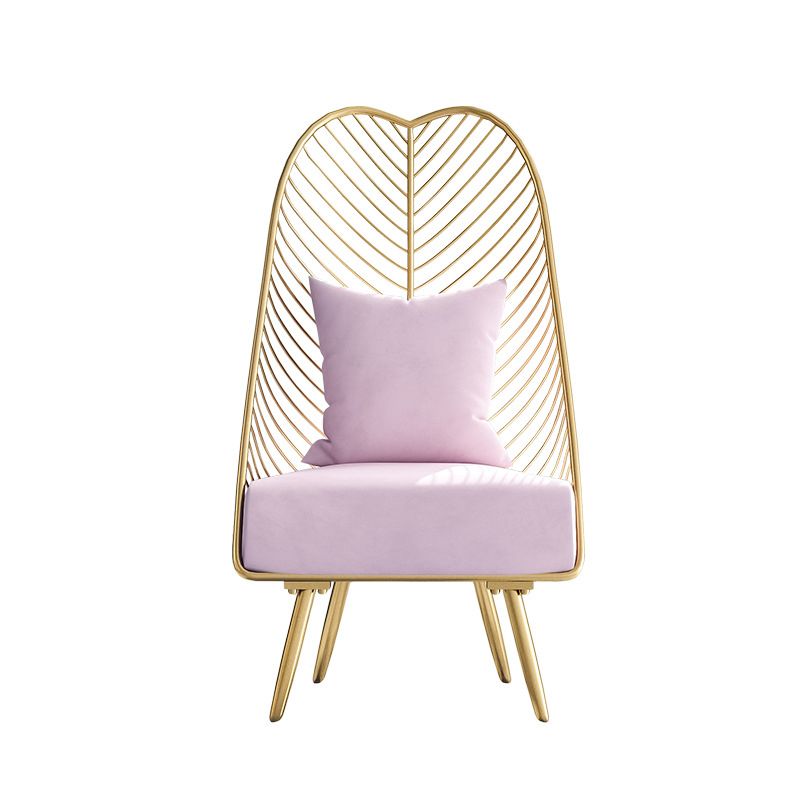 Glam Style Armless Gold Metal Chair with Parsons Chair Pillow