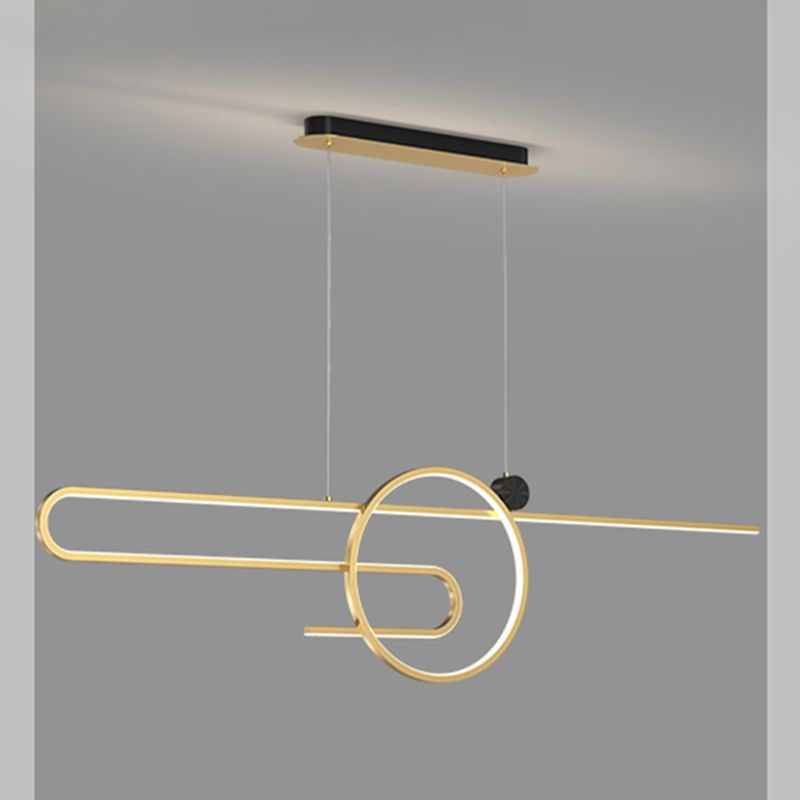 Zeitgenössischer Stil linearer Form Island Beleuchtung Ideen Metal 2 Light Island Leuchten