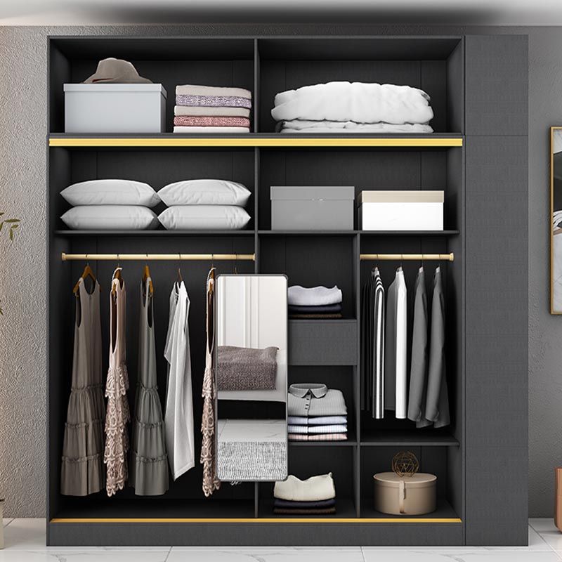 Contemporary Style 5 Tier Wardrobe Glass Cloth Rod Included Wardrobe Closet