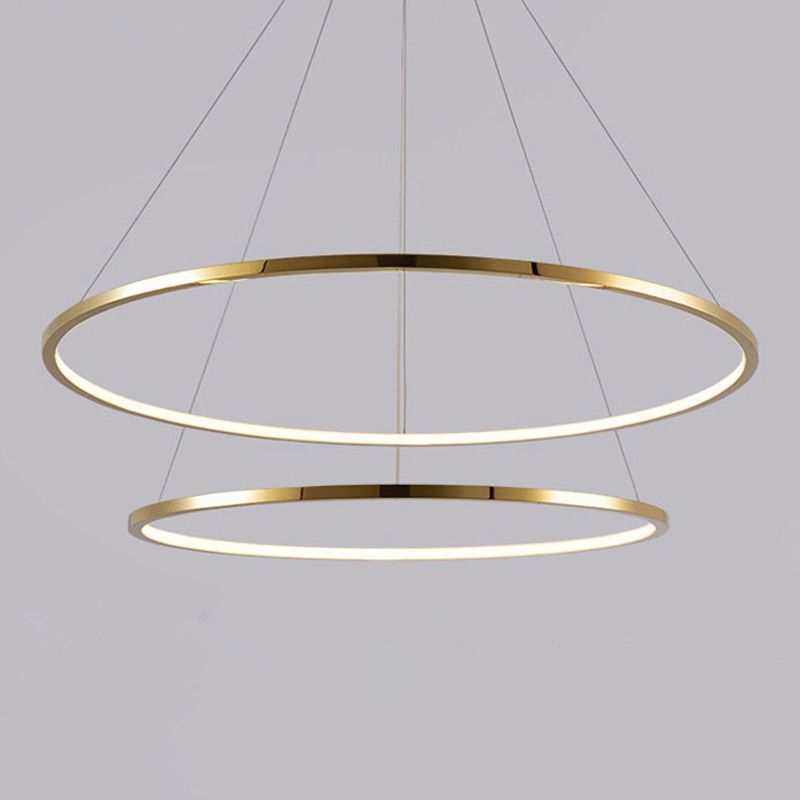 Modern Metal Chandelier Multi-Layer Circle Chandelier Pendant Lamps in Gold for Living Room