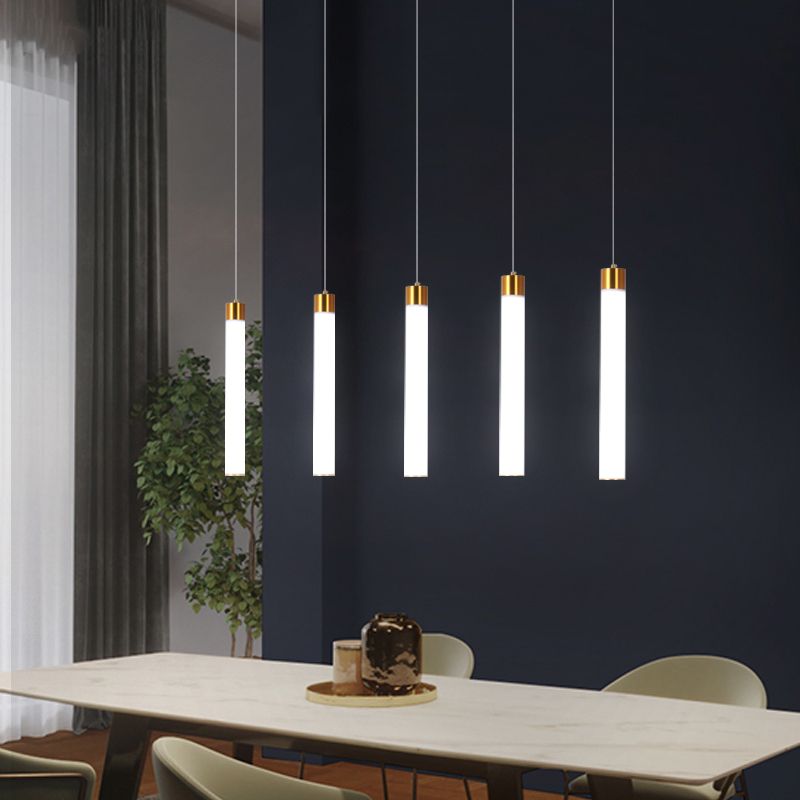 Zeitgenössischer Stil Zylinderform Pendelleuchte Leuchte Metall 1 Lichthängerlampe in Gold