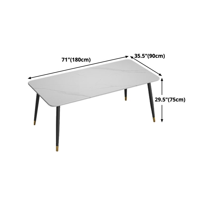 White Sintered Stone Dining Table Traditional Luxury Dining Table with 4 Legs