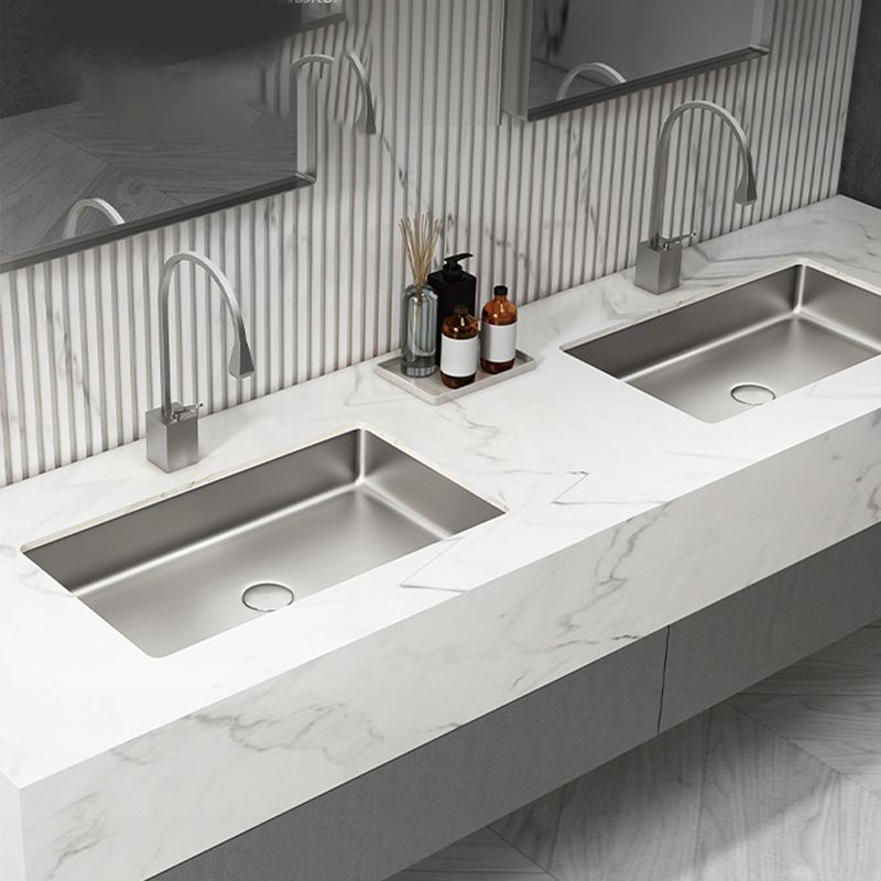 Modern Bathroom Sink Rectangular Metal Drop-in Bathroom Sink with Pop-Up Drain