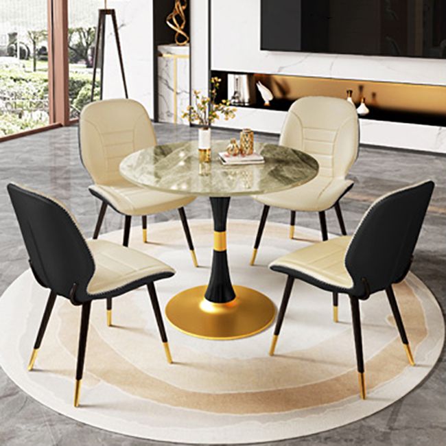 Round Traditional Luxury Dining Table Sintered Stone Table with Tulip Base