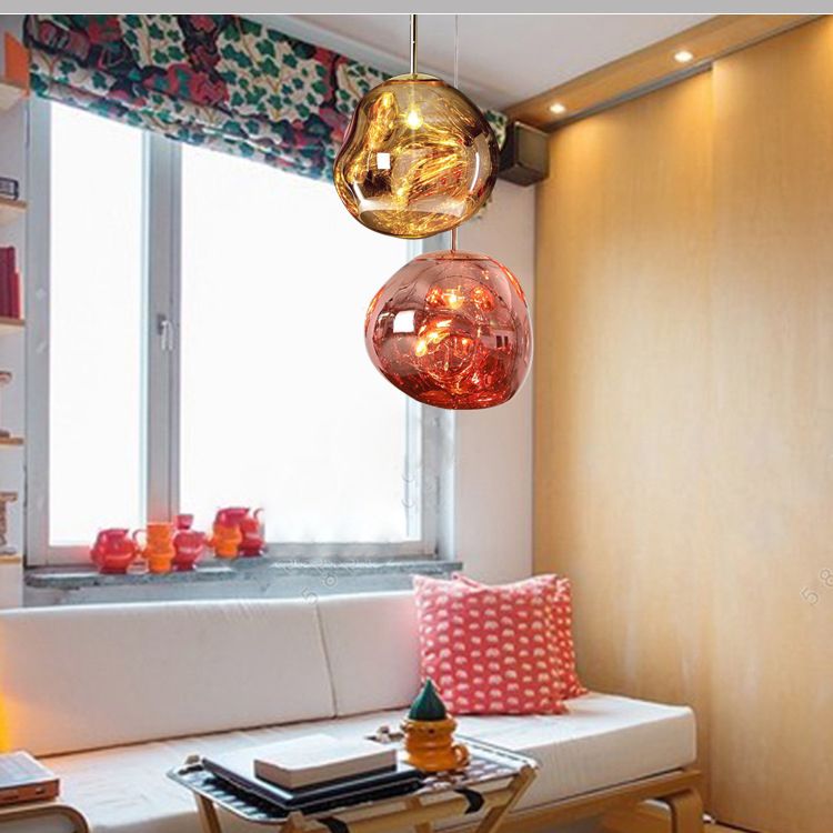 1 Light Rock Ceiling Light Modern Simple Dimpled Blown Glass Ceiling Fixture for Restaurant