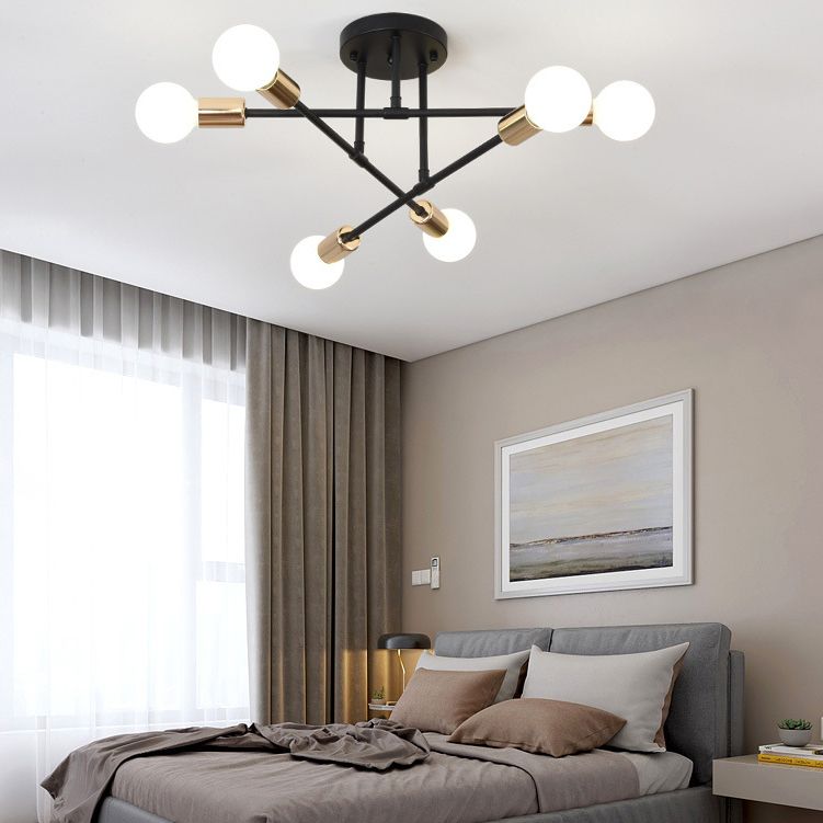 Modern Sputnik Shape Flush Mount Light Fixtures Metal Flush Mount Ceiling Light