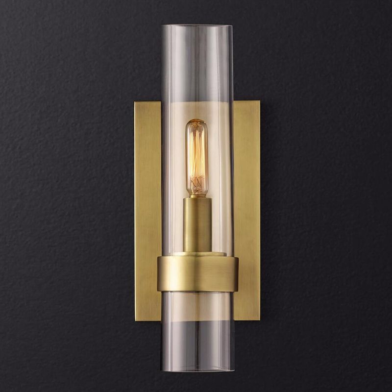 Zylinderleuchter leichter traditionelles klares Glas 2,5 "/5" breit 1 Kopfschwarz/Messingwand Lampenlampe für Treppe