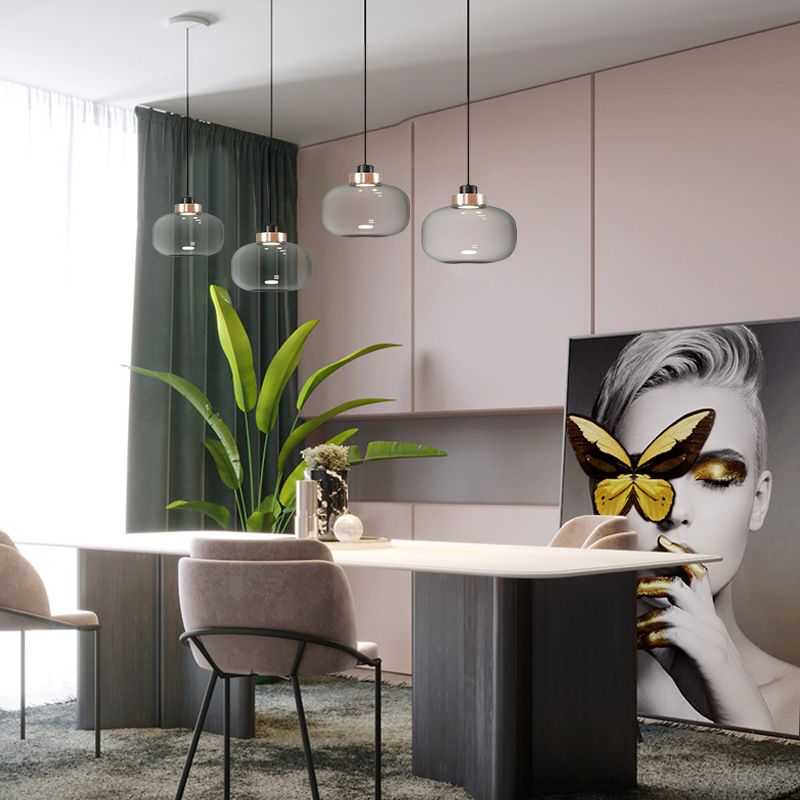 Drum fumoso/sospensione cilindrica a sospensione post moderno 7 "/8,5" kit di luce appesa a LED a LED in luce bianca/calda