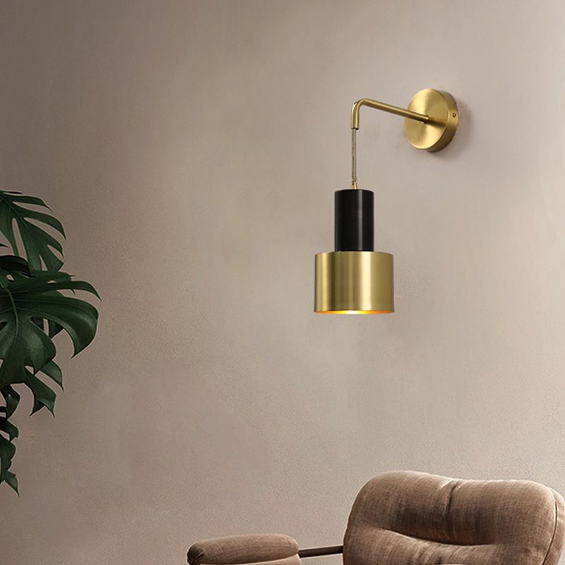 Lámpara de pared colgante artística moderna Luz de pared cilíndrica de cobre para espacios interiores