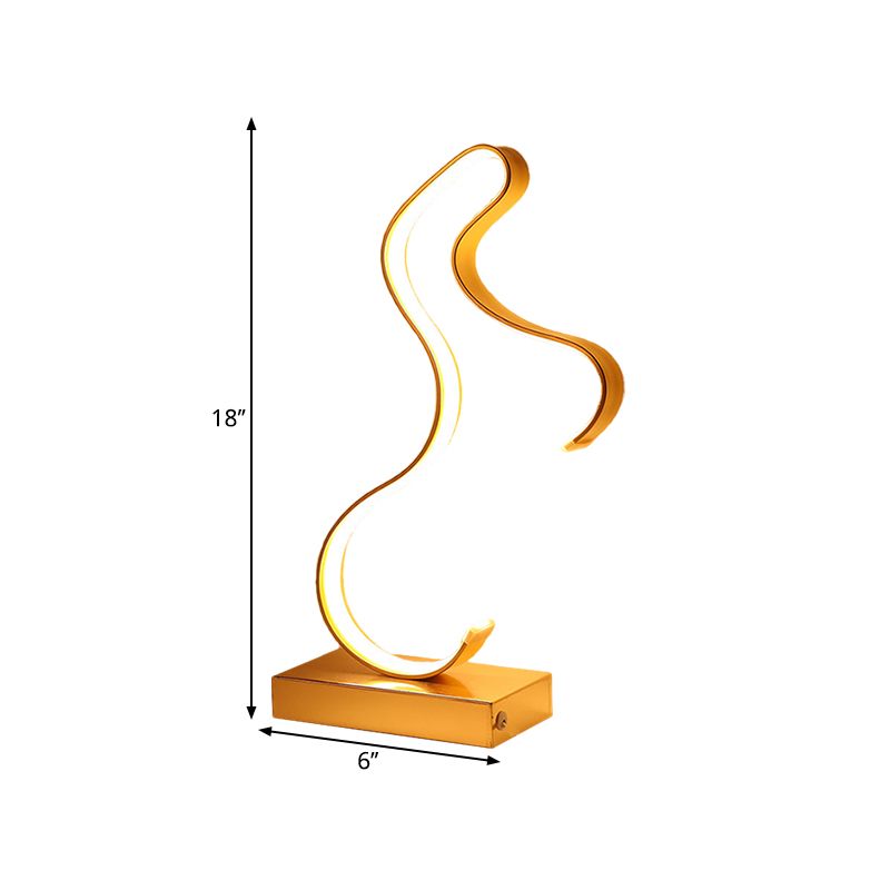 Table de forme à cheval noir / or éclairage à la carte de métal LED moderne Éclairage avec piédestal rectangle