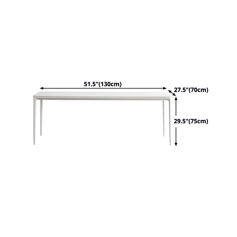 Rectangle Dining Table White Stone Top Table with 4 Legs Base