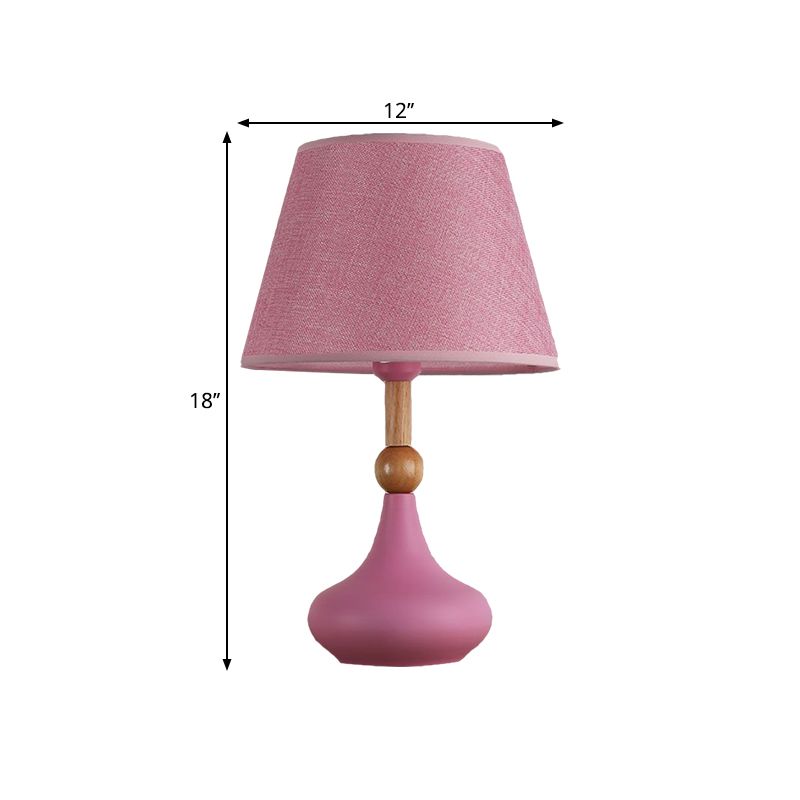 Éclairage de tâche en baril Tissu macaron 1 tête gris / rose / bleu table de table de nuit avec base de vase métallique