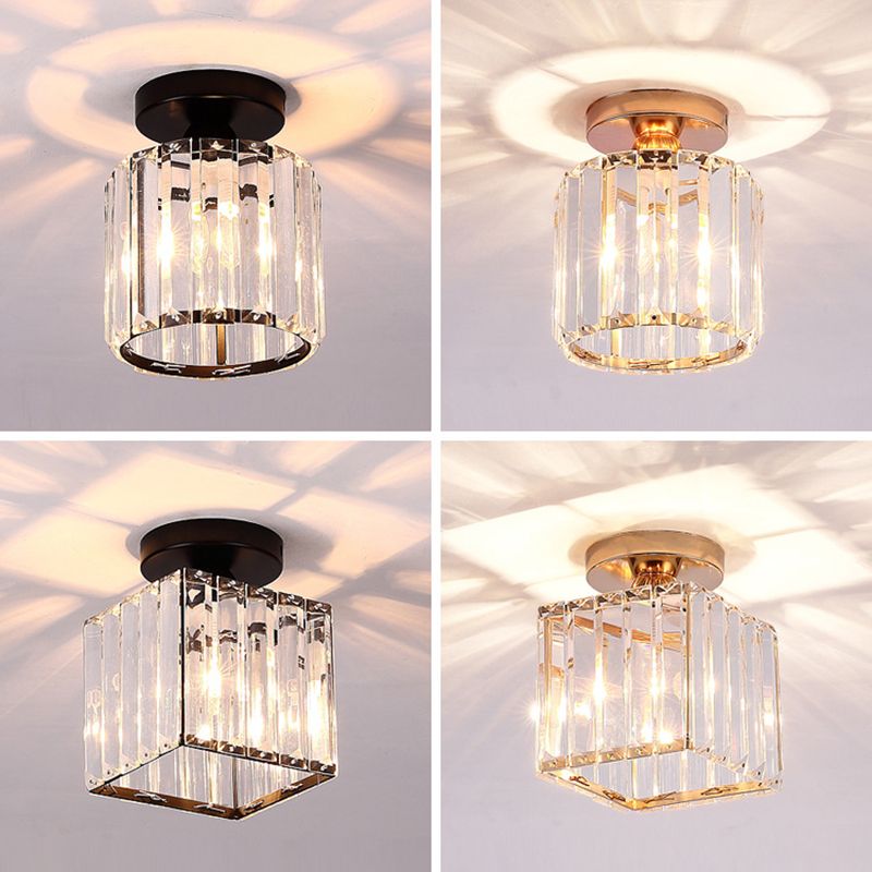 5.9 Inches Wide Mini Crystal Ceiling Light Single Bulb Modern Lighting Fixture for Fitting Room