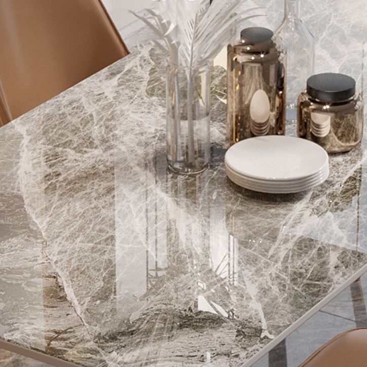 Traditional Luxury Dining Table Rectangle Sintered Stone Table with 4 Legs