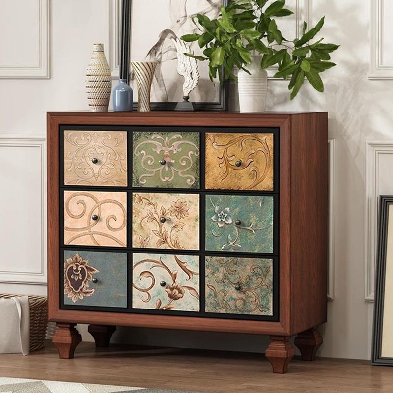 Traditional Wooden Bedroom Chest Horizontal Storage Chest with Drawers