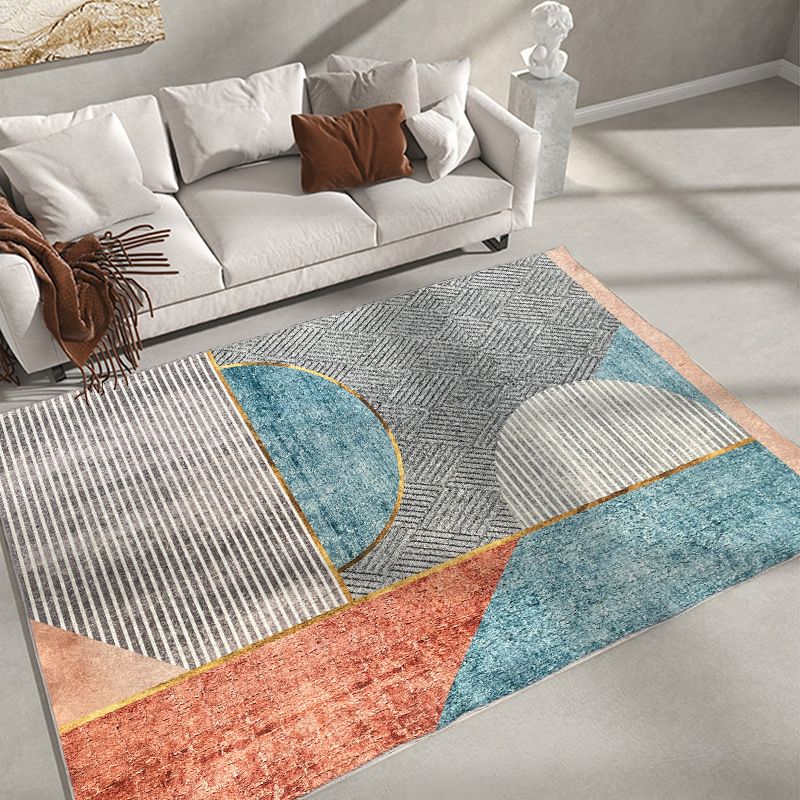 Gray Modern Rug Polyester Striped Rug Stain Resistant Rug for Home Decor
