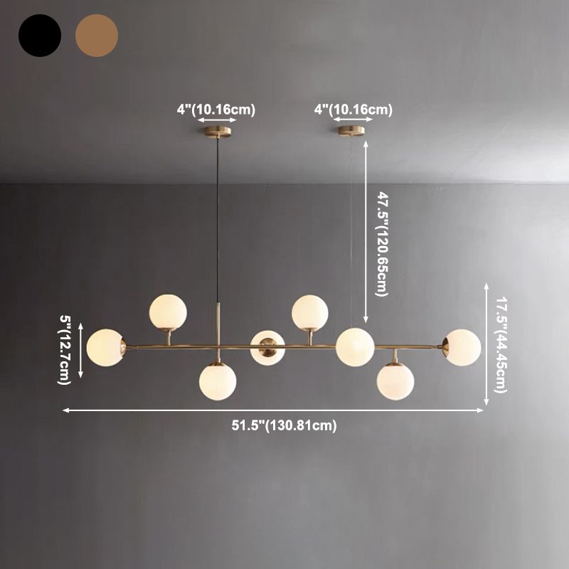 Modern Island Lamp Round Glass Shade Chandelier Light Fixture for Dining Room Kitchen