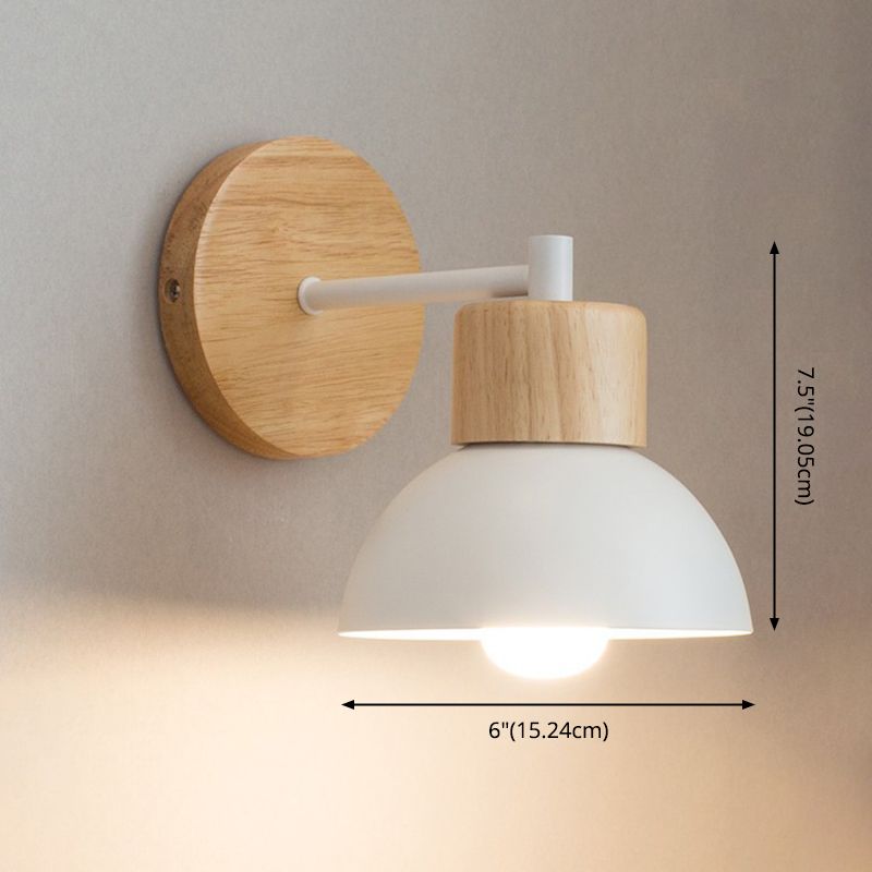 Lámpara de pared de madera hemi en el estilo conciso moderno luz de pared de hierro forjado para dormitorio