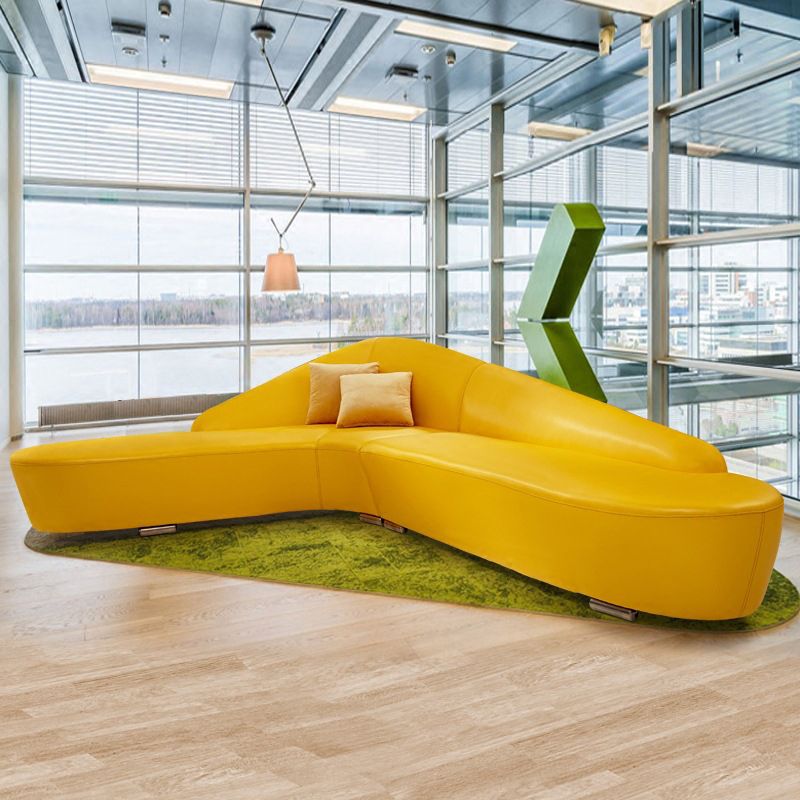 Contemporary Sloped Arm Seating Leather Sofa for Living Room