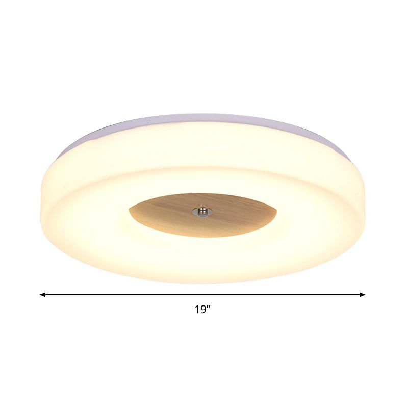Plafoniera da incasso a cerchio concentrico semplice in legno e acrilico 8"/13"/15"/19" ampia lampada da soffitto a LED per sala da pranzo - calda
