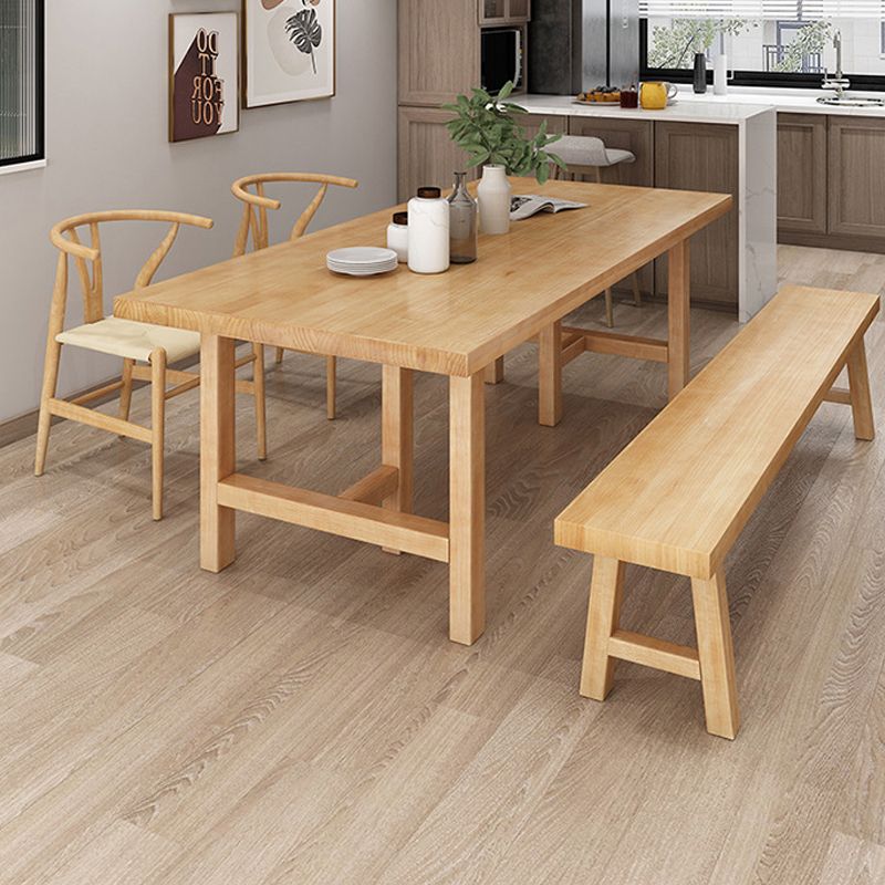 Glam Dining Table Wooden Rectangle Table with Wooden Legs for Home Use