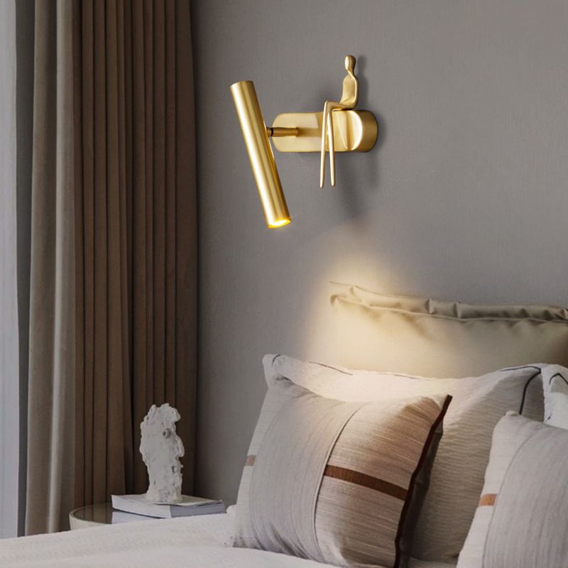 Copper Wall Lamp Modern Style Wall Mount Lamp with Metal Shade for Bedroom