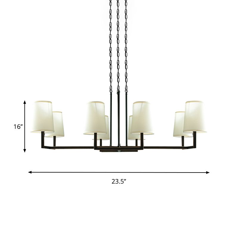 Blanc 6 bulbes suspendus lustre classique tissu conique pendule de pendule pour le salon