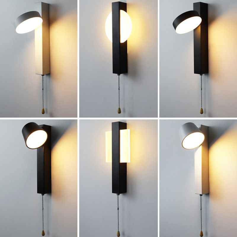 Nordische geometrische Wandleuchte Beleuchtung Metall Wohnzimmer LED -Wandleuchte mit Pull -Kette