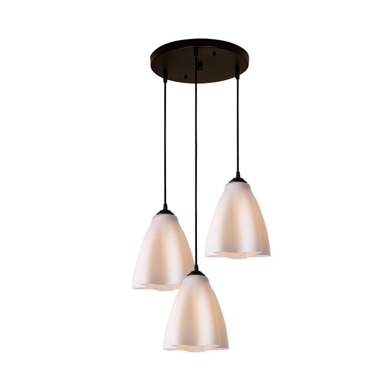 Modernisme Flower Cluster Pendant Light Rose Gold Glass Salon Room Hanging Lamping, Cauve linéaire / ronde