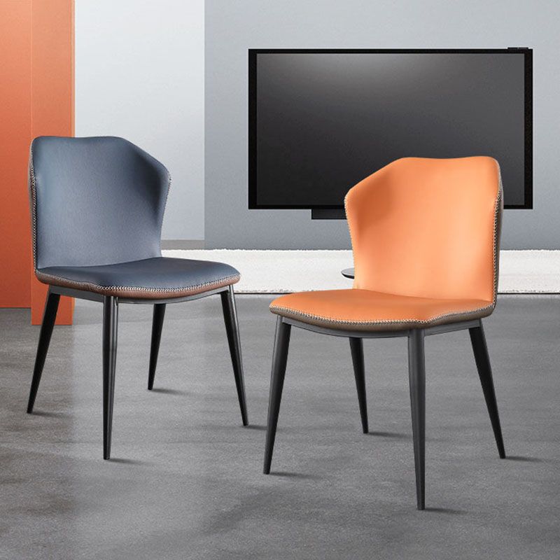Silla de comedor de cuero contemporánea con respaldo lateral para sala de conferencias