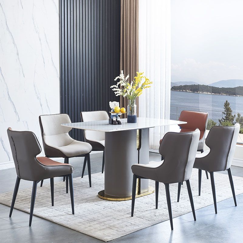 Silla de comedor tapizada de metal con respaldo industrial para el hogar (juego de 2)