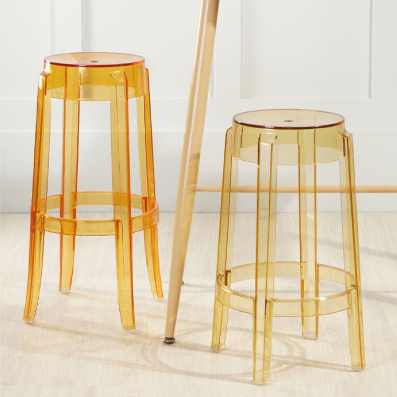 Industrial Backless Round Seat Acrylic Armless Bar Stool for Living Room