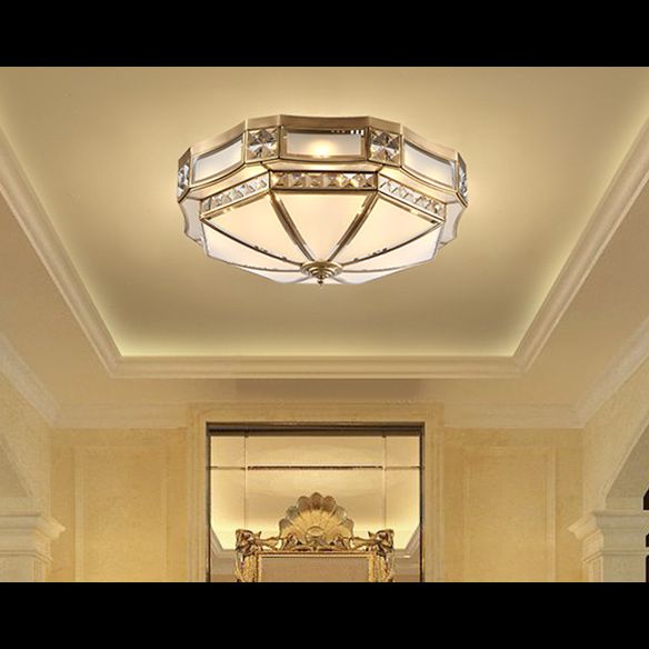 Lampadario da incasso in vetro ombreggiato Illuminazione tradizionale da incasso per soggiorno in ottone