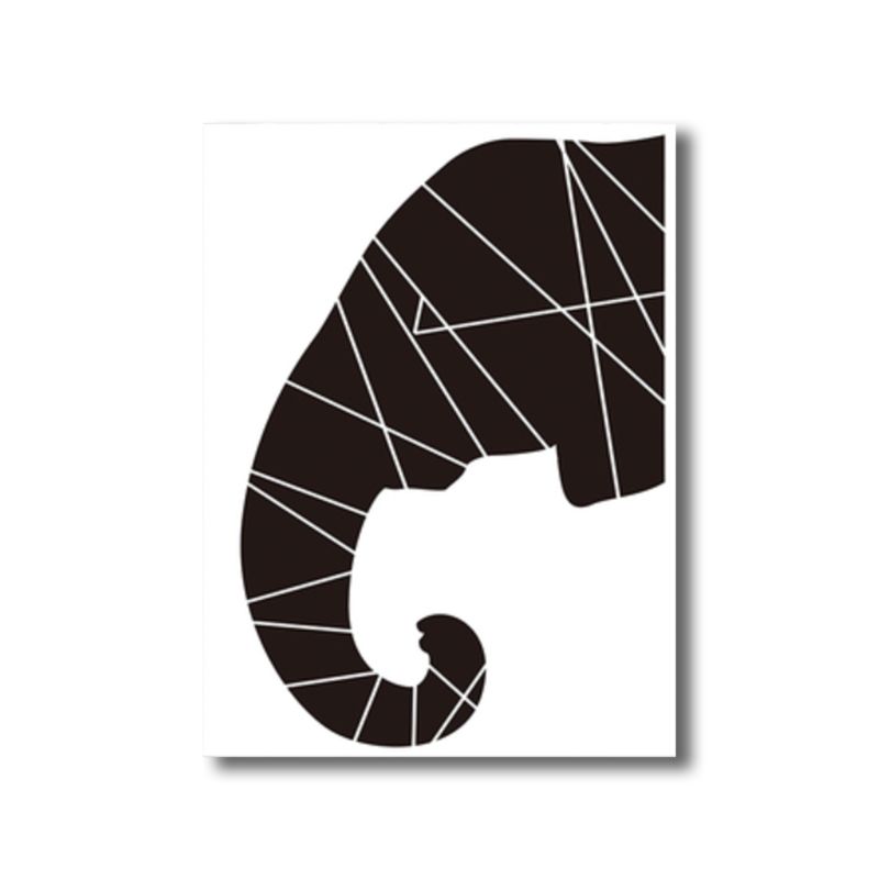Black Elephant Wall Decor Animal Children's Art Textured Canvas Print for Living Room