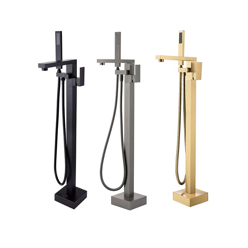 Floor Mounted Metal Freestanding Tub Filler Swivel Freestanding Faucet with Hose