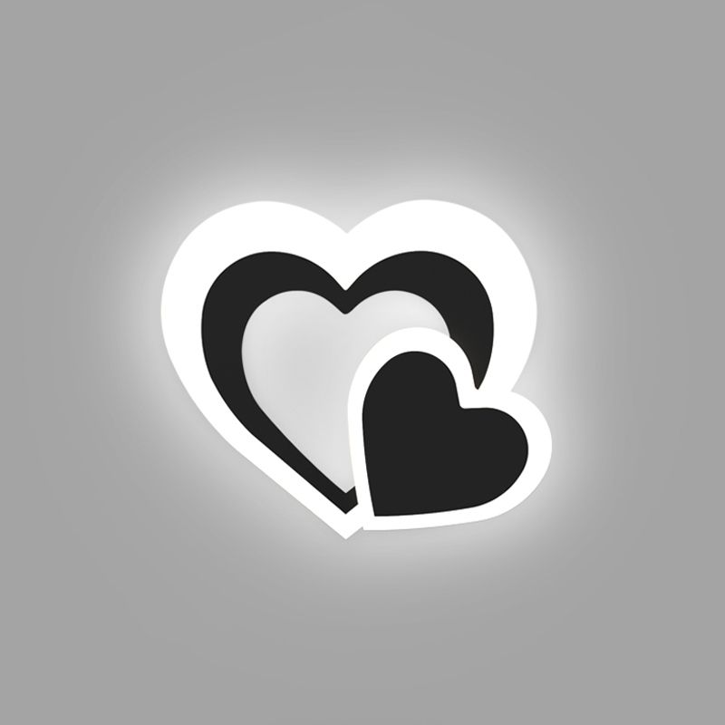 Loving Heart Schonce Lighting Noordse acryl LED Black Wall Mounted Lamp armatuur voor woonkamer