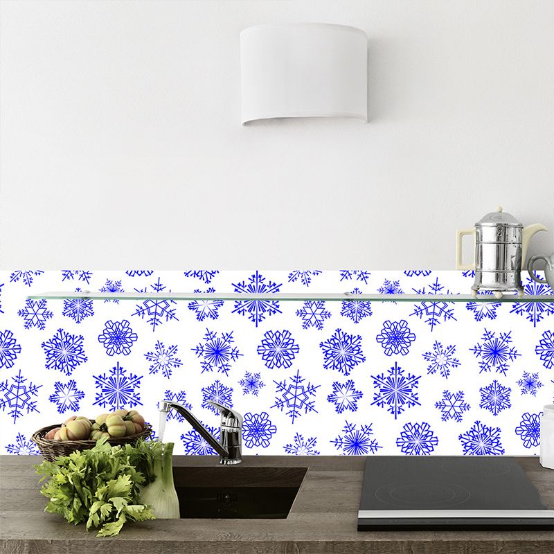 Self Sticking Snowflake Wallpaper Panels 18 Pcs Contemporary PVC Wall Art, 8' L x 8" W